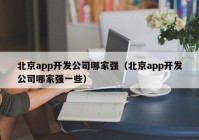 北京app开发公司哪家强（北京app开发公司哪家强一些）