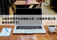 小程序开发平台有哪些公司（小程序开发公司推荐华网天下）