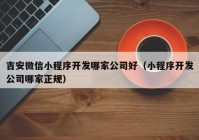 吉安微信小程序开发哪家公司好（小程序开发公司哪家正规）