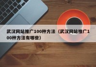 武汉网站推广100种方法（武汉网站推广100种方法有哪些）