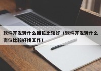 软件开发转什么岗位比较好（软件开发转什么岗位比较好找工作）