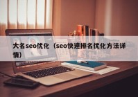 大名seo优化（seo快速排名优化方法详情）