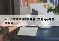 app开发成本预算表外包（外包app开发价格表）